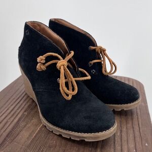 Sperry Top-Sider Womens Black Suede Wedge Chukka Ankle Boots Size 6.5M